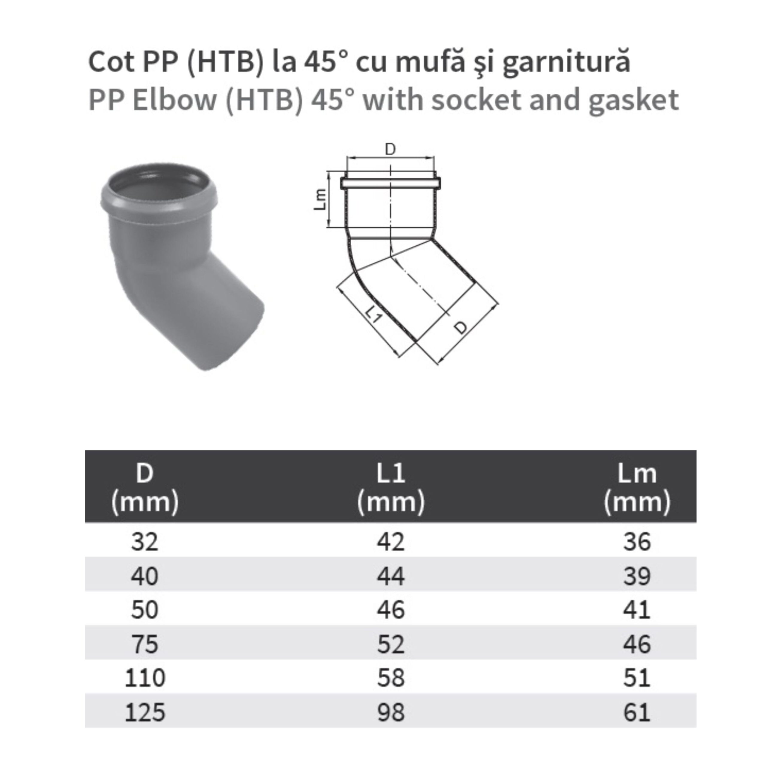 maintain going to decide factor Cot PP, pentru scurgere, D 75 mm, 45 grade – La TOT SRL